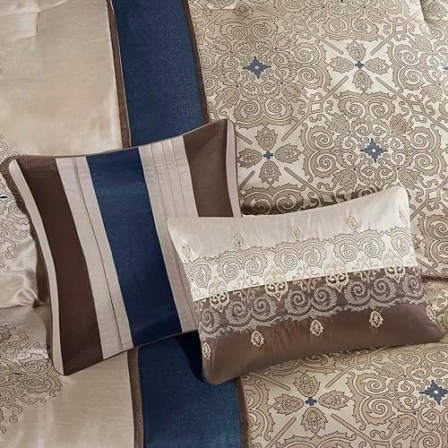 Madison Park 7-Piece Comforter Set Navy Queen