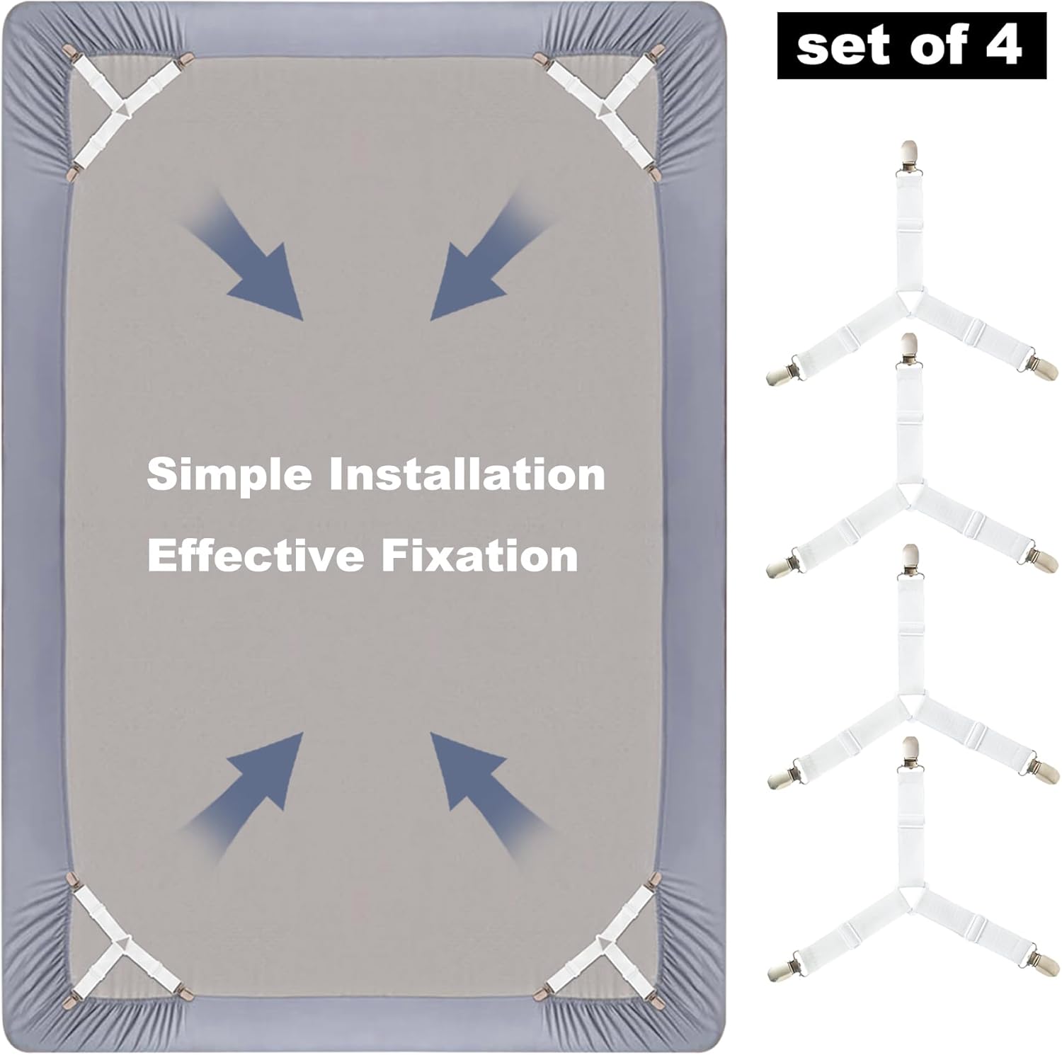 LINTINLOO Sheet Holders 4 Pack White Adjustable 1