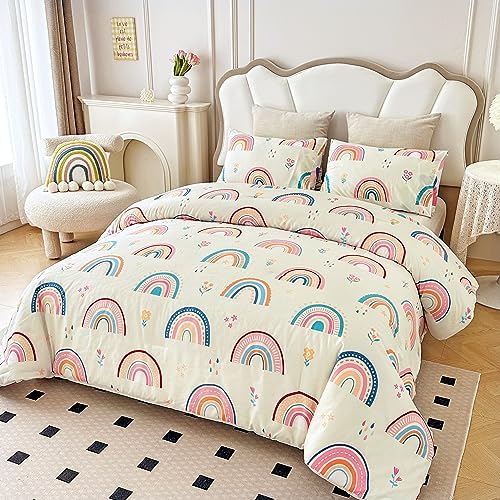 Btargot Rainbow 3-Piece Comforter Set with Pillow Covers