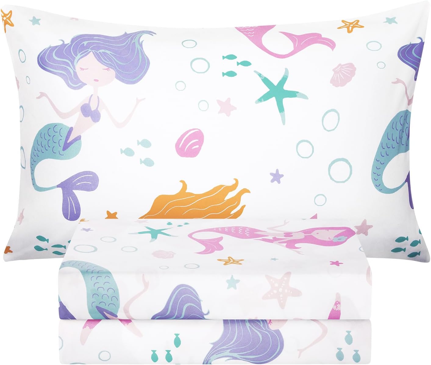 BYSURE Twin Sheets Set Mermaid Pink 3 Piece Deep Pocket