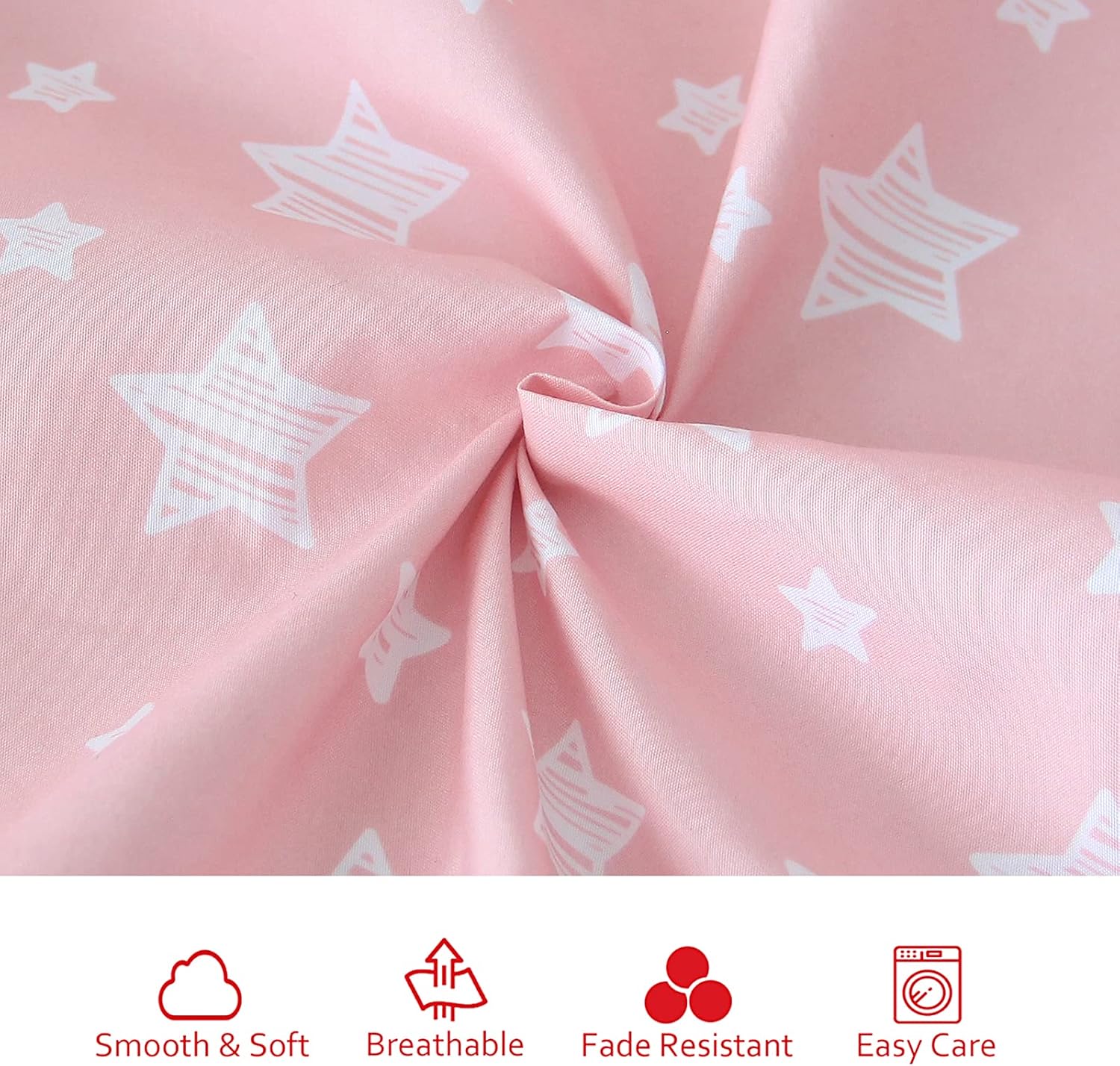 Moonsea Toddler Bed Sheets Set - Pink Star Print 3 Piece