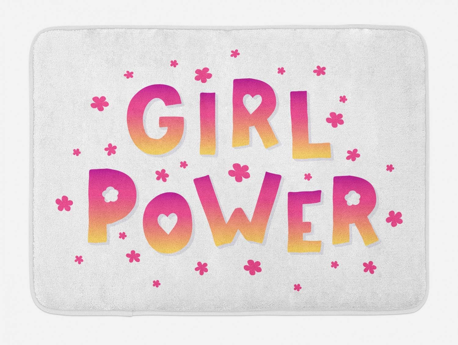 Ambesonne Girl Power Bath Mat - Plush Non Slip 302 x 20 Yellow Pink