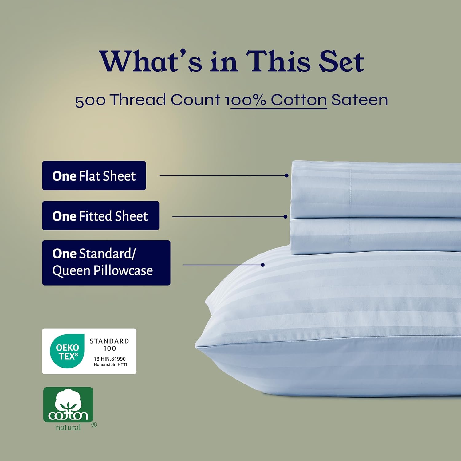 California Design Den - Luxe 500 Thread Count Twin XL Cooling Damask Sheets