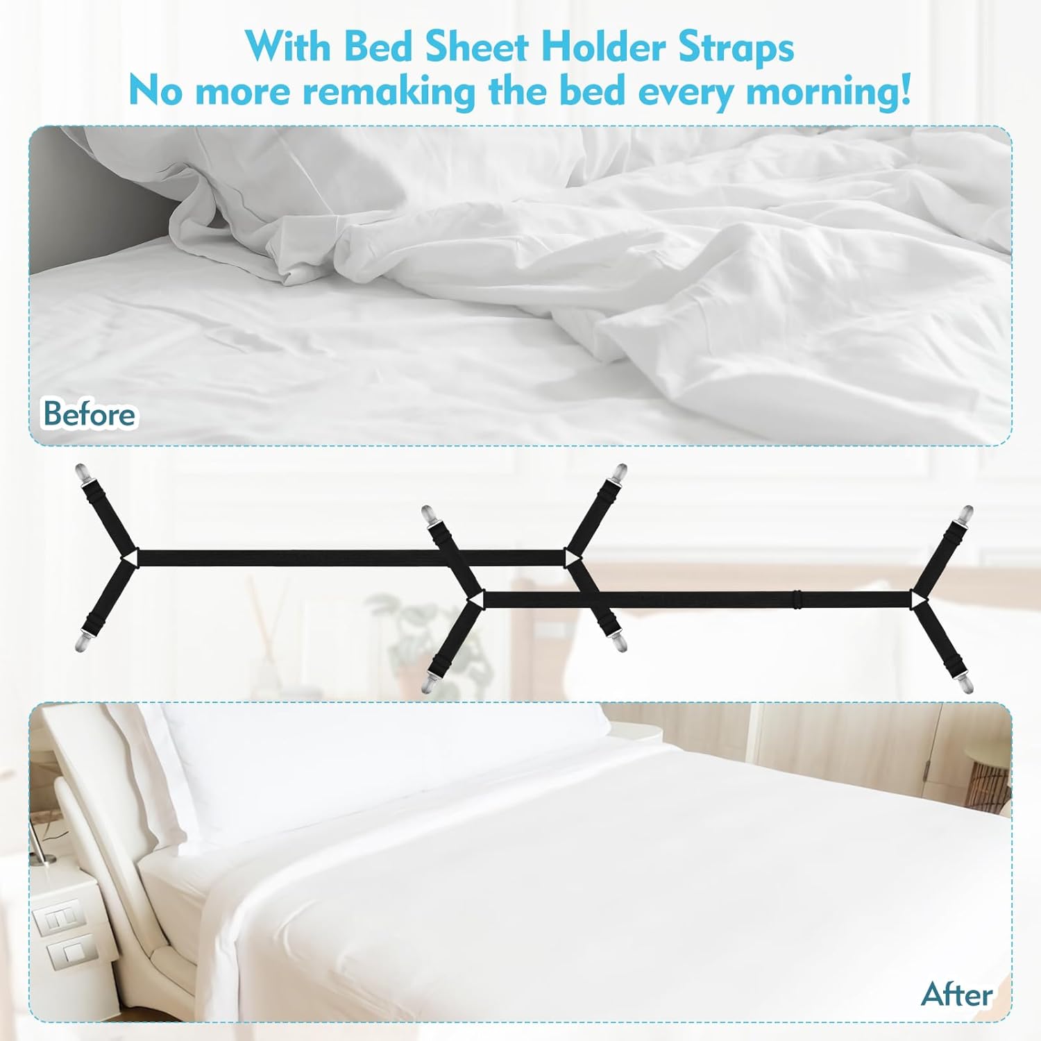 Tantanle Heavy Duty Sheet Clips - Secure Adjustable 2-Pack Black