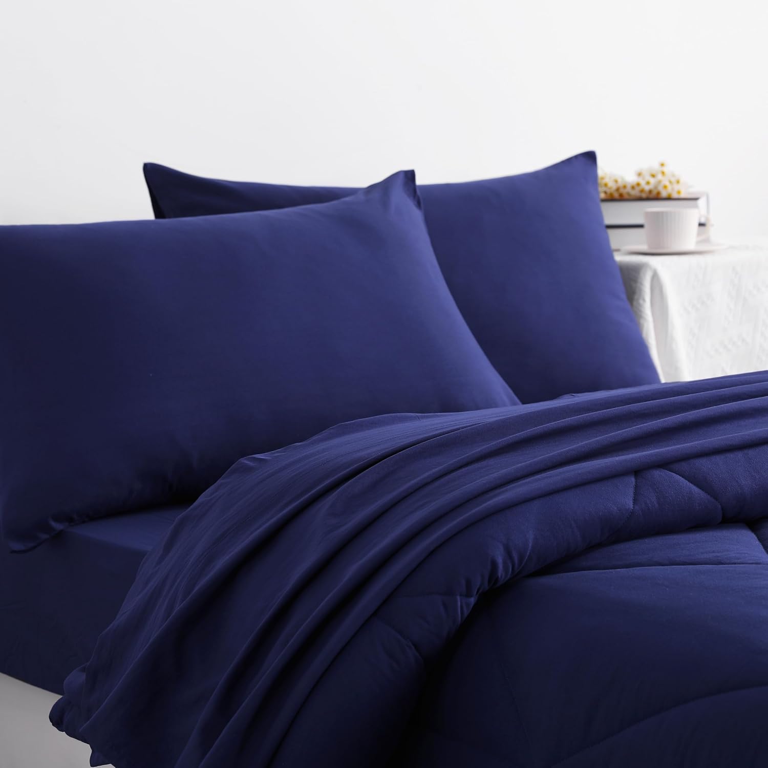 NTBAY Twin Comforter Set with Sheets Navy Blue 1