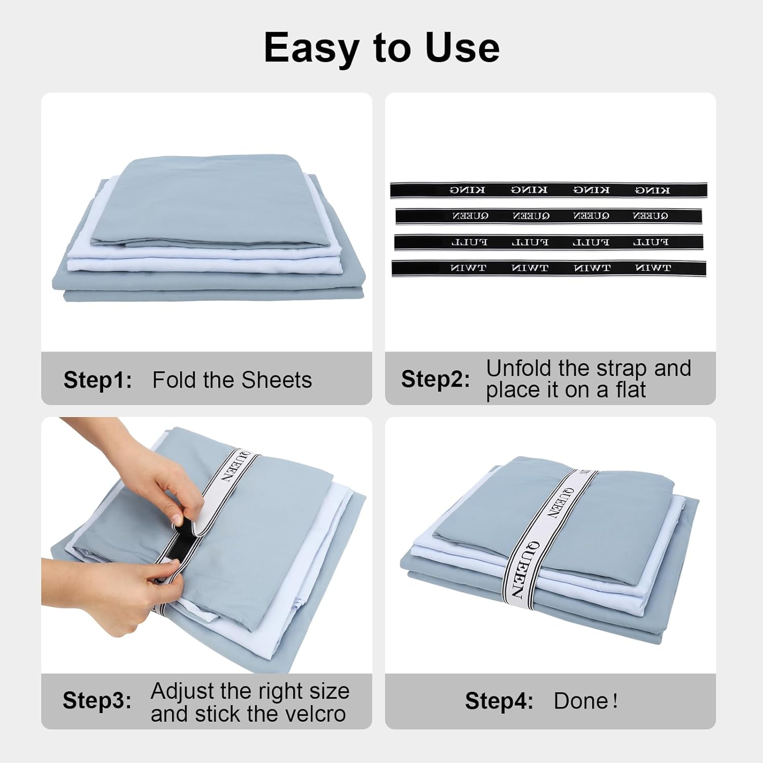 BROPGOD 8 Pcs Adjustable Bed Sheet Bands with Velcro