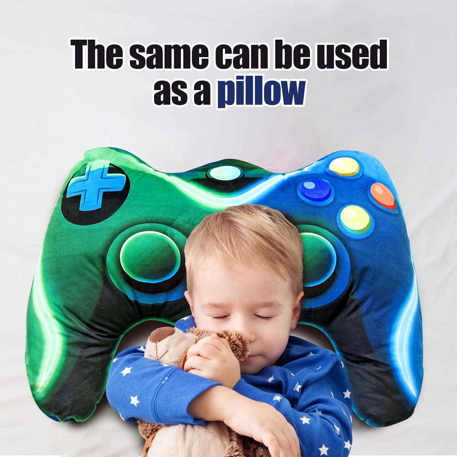 Meeting Story Game Controller Plush Throw Pillow Blue Green Large