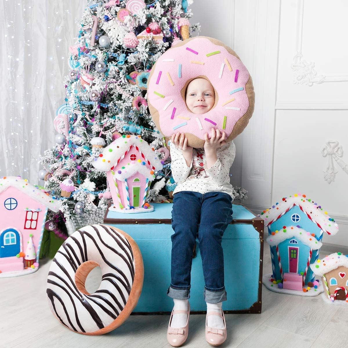 HYSEAS Donut Shaped Throw Pillow 14 Inch 2 Pack