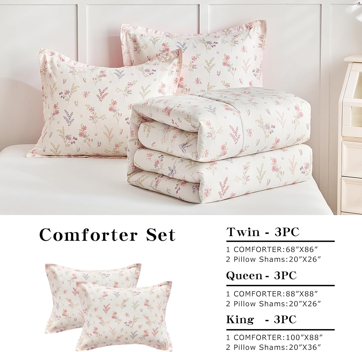 Joyreap 3pcs Cotton Comforter Set for Girls