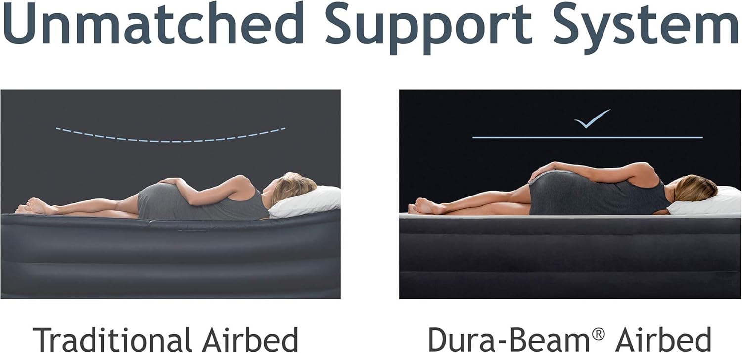 Intex Dura-Beam Deluxe Airbed with Fiber-Tech Technology Twin Gray