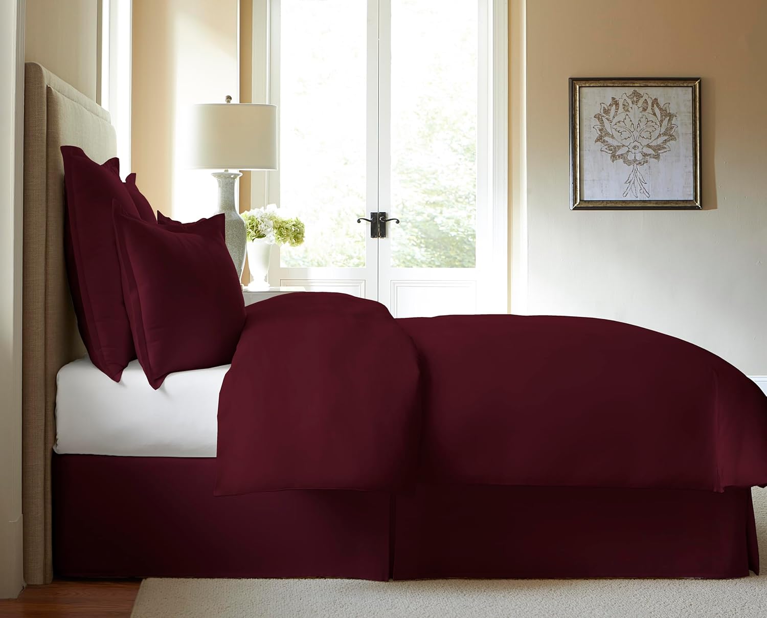 300-Thread-Count Cotton Twin Bed Skirt in Burgundy