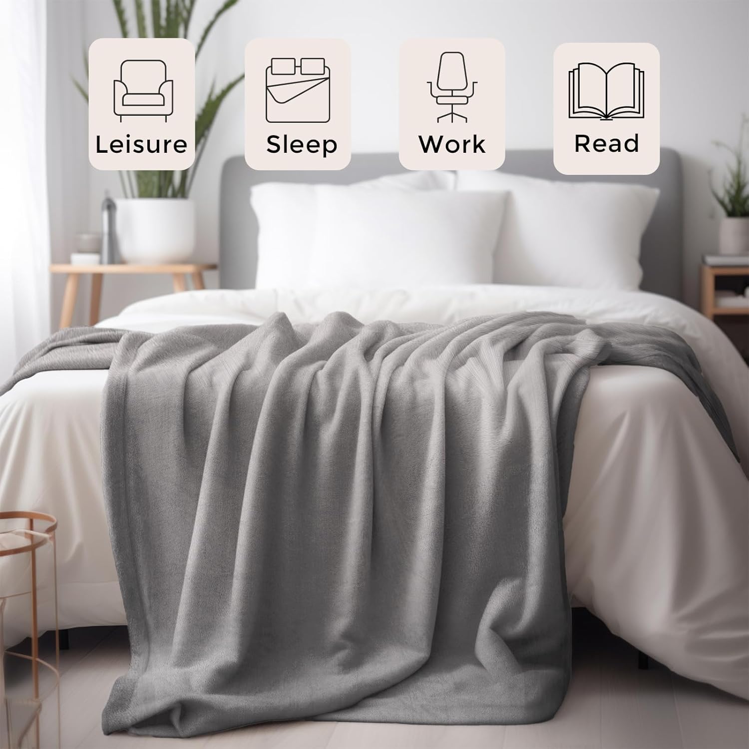 OLIFE Heated Throw Blanket 50x60 Inch 10 Heat Levels 8 Hours Auto-Off