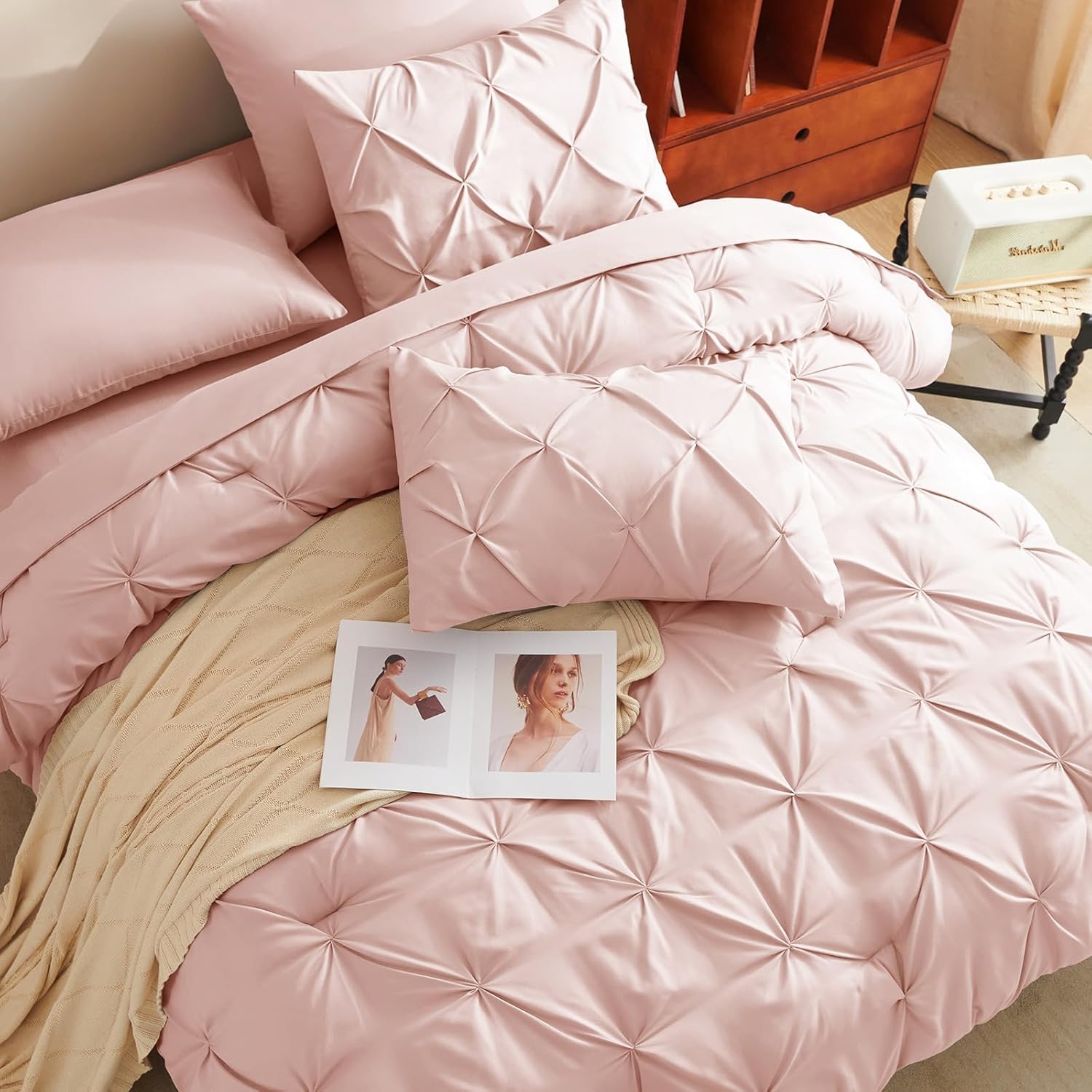 CozyLux Pink King Size Comforter Set 7 Pieces
