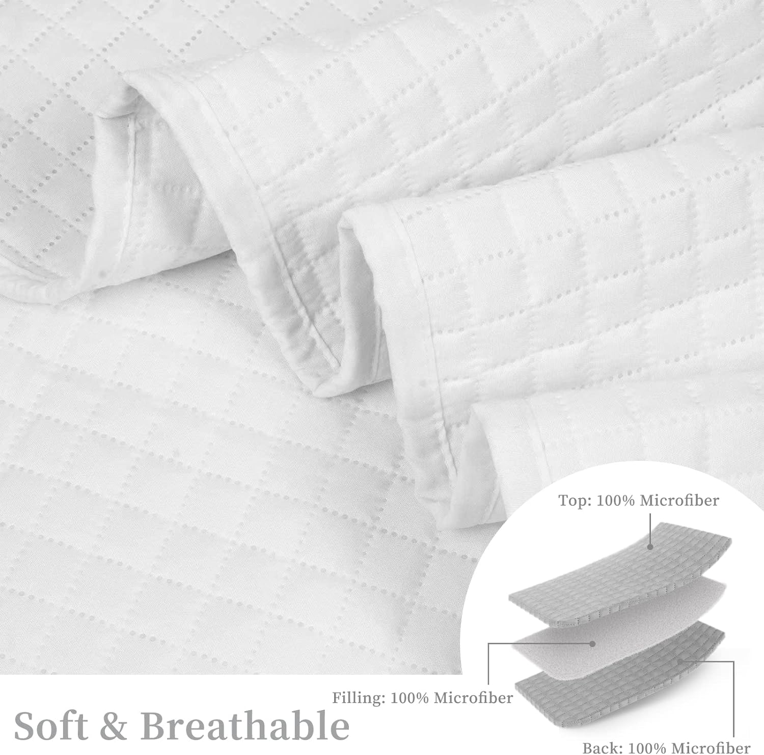 HollyHOME Luxury Checkered Bed Quilt Bedspread King Size