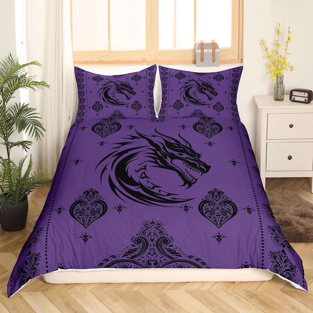 Castle Fairy Dragon Duvet Cover Set King Size