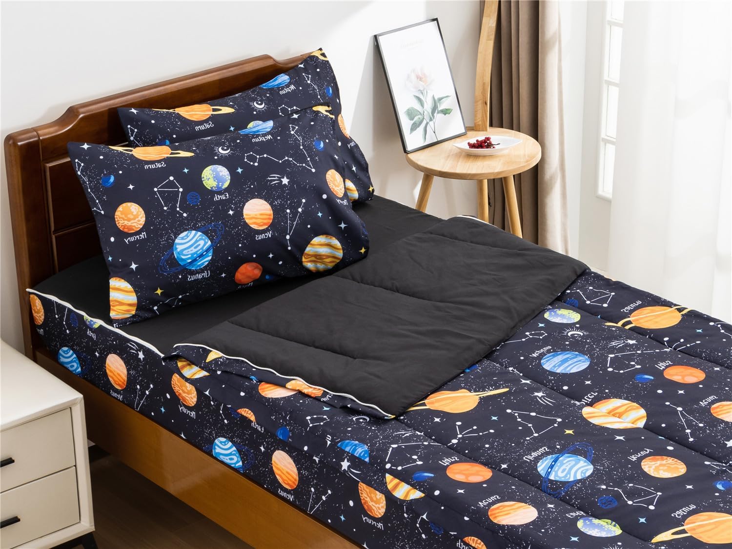 NTBED Galaxy Printed Zipper Comforter Set Twin Navy Blue 1