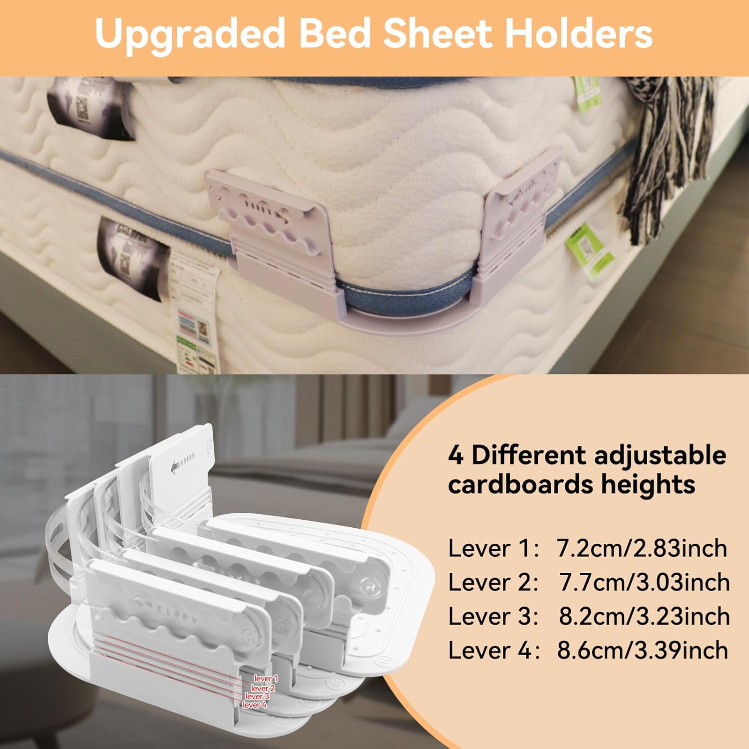 Adjustable Bed Sheet Holder with Lock Strap for Firm Fit