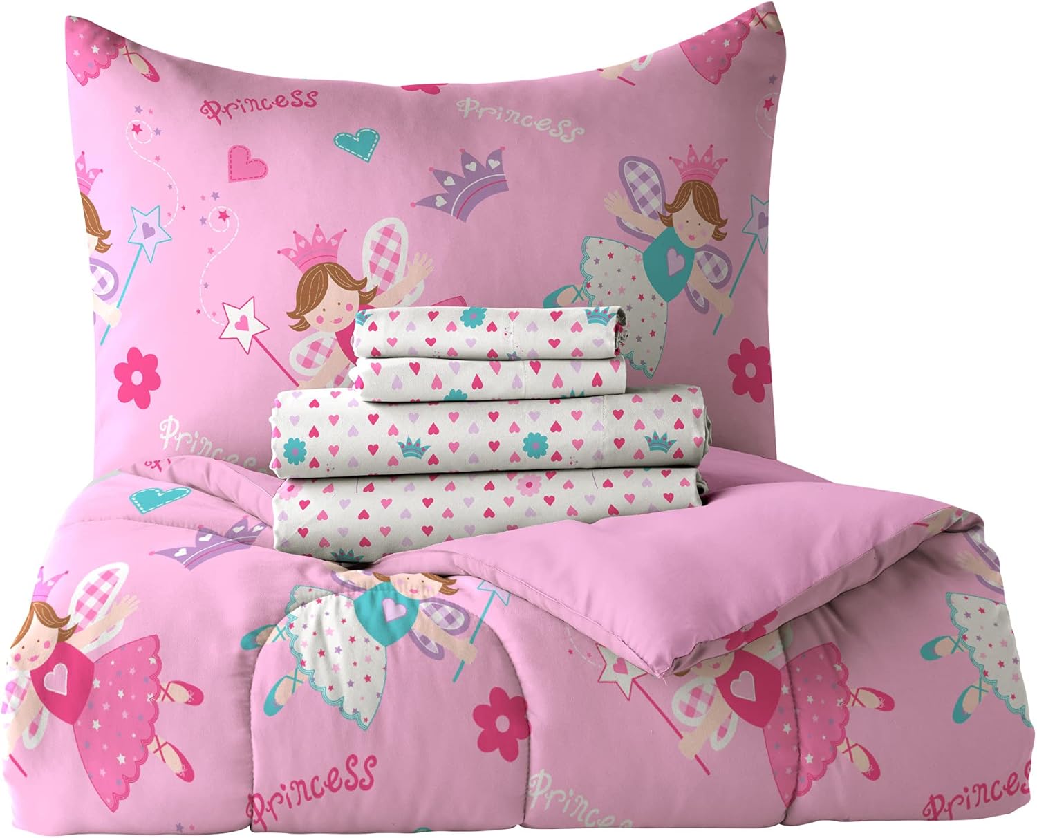 Dream Factory Magical Princess Ultra Soft Comforter Set Pink Twin