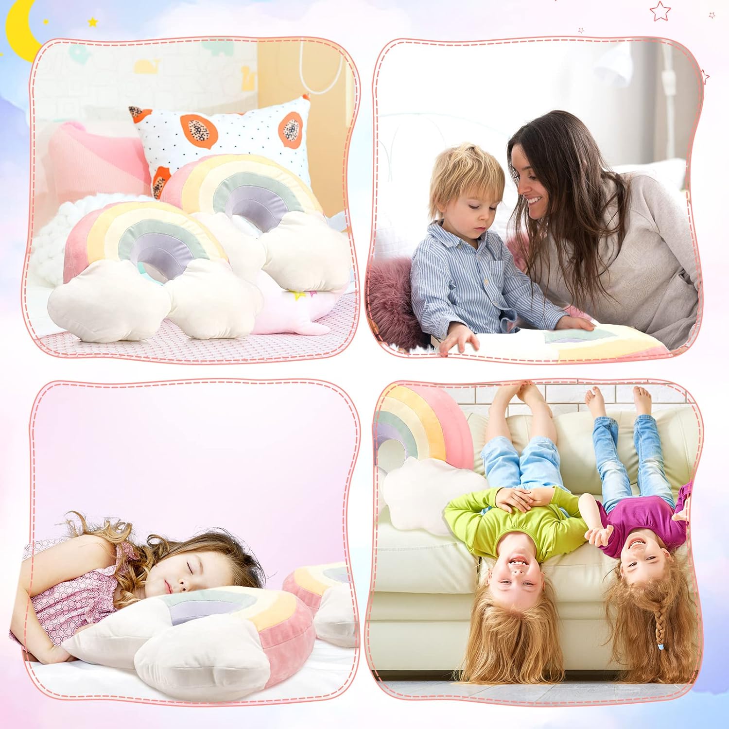 Queekay 21 Inch Rainbow Shaped Throw Pillow Set