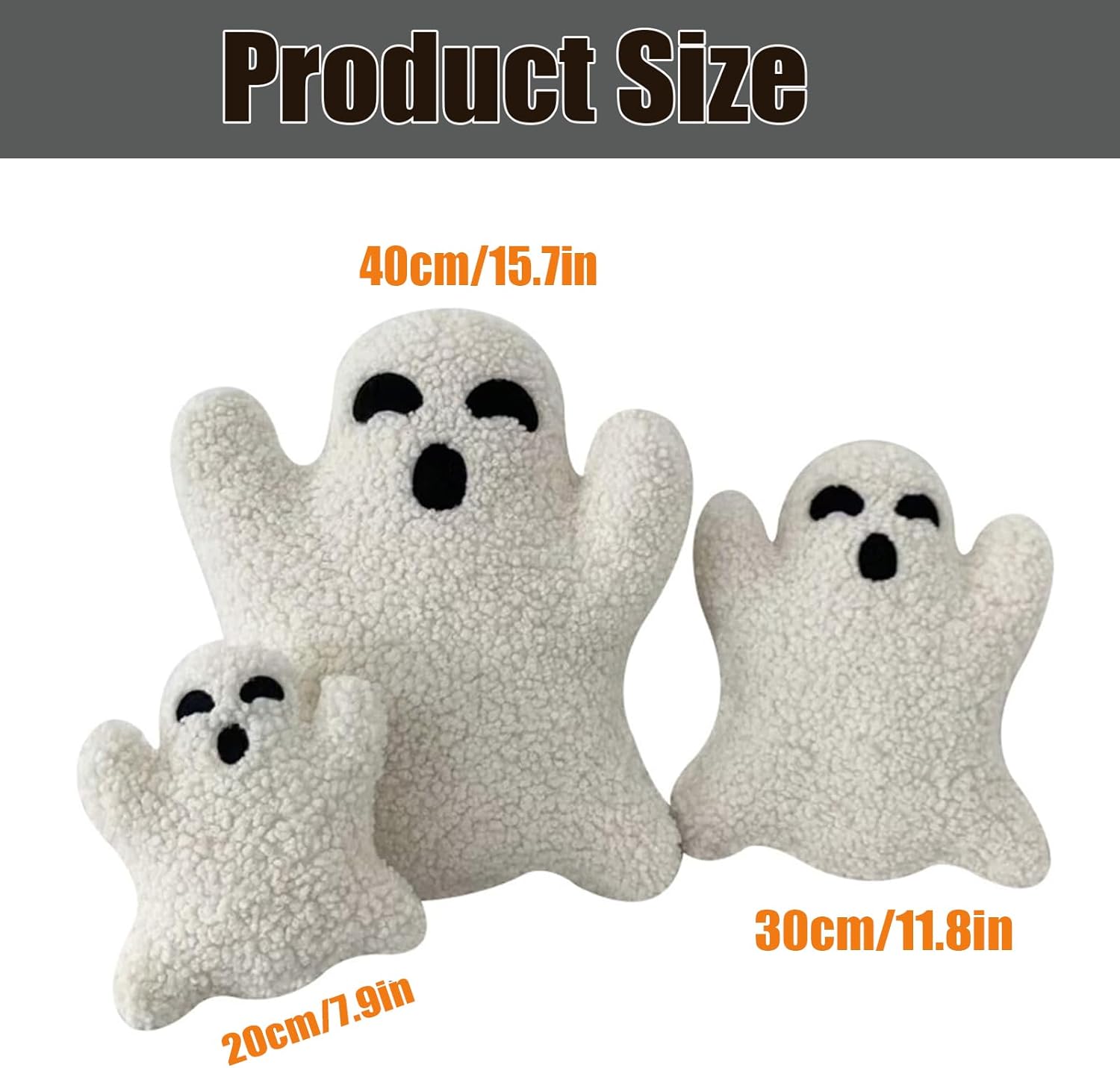 Halloween Ghost Pillow 3PCS Cute Plush Decorative Throw