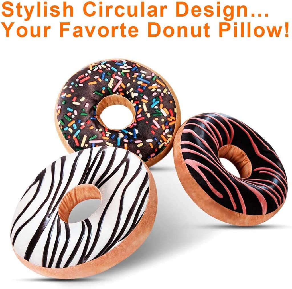 HYSEAS 14 Inch Chocolate Donut Throw Pillow 2 Pack