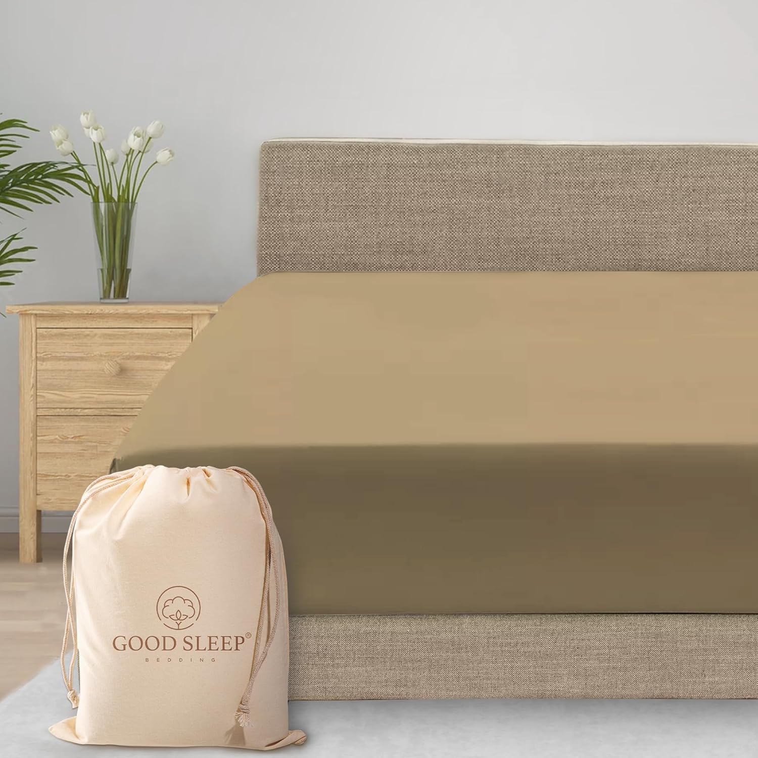 Good Sleep Bedding Fitted Sheet Twin XL - 1 Pc Taupe 1