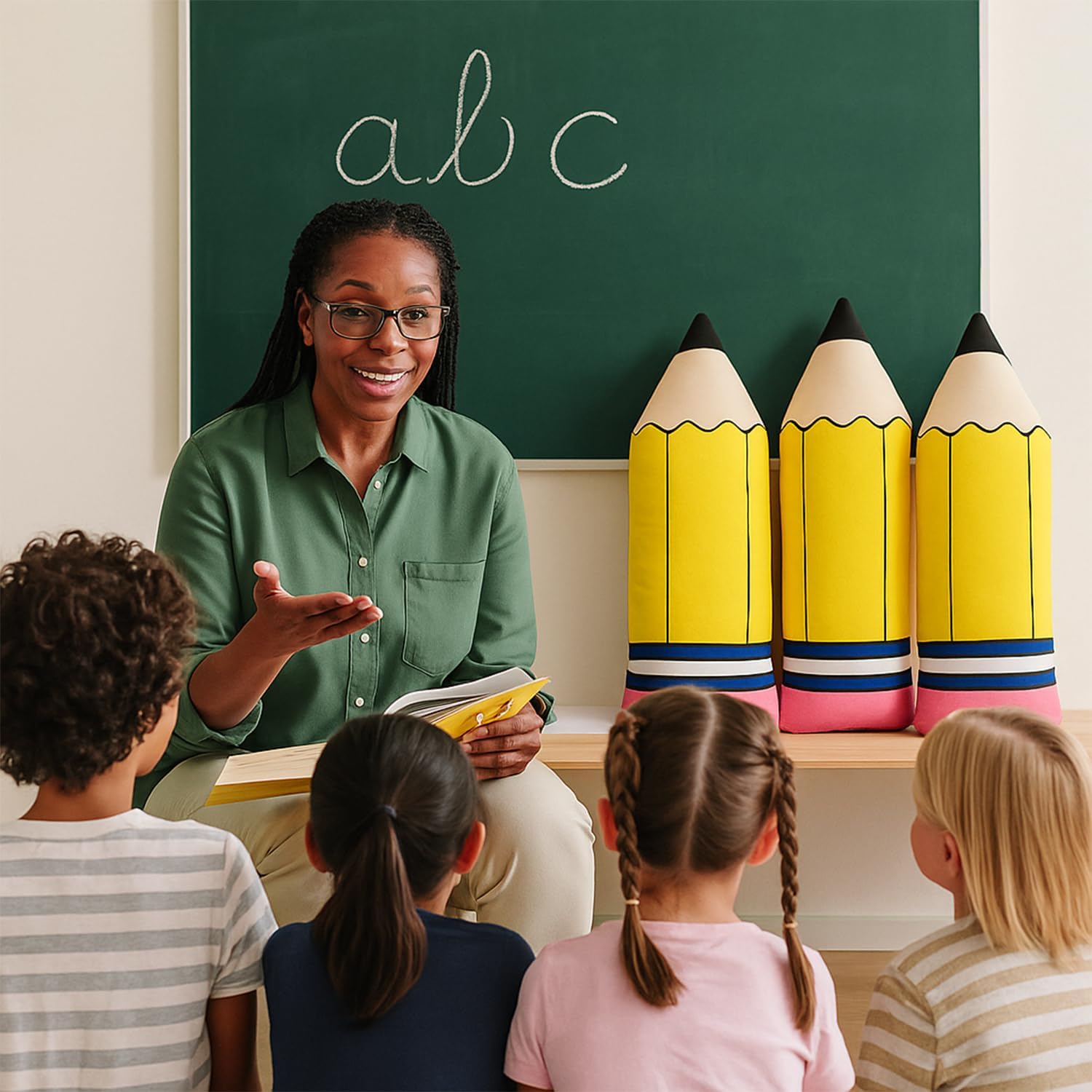 Aymolas Cute Pencil Shaped Plush Pillow for Kids