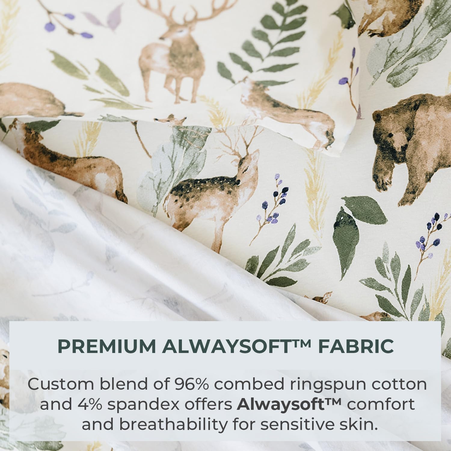 Pobi Baby Premium Twin Sheet Set with Pillowcase - 3 PC Wildlife Animal Pattern