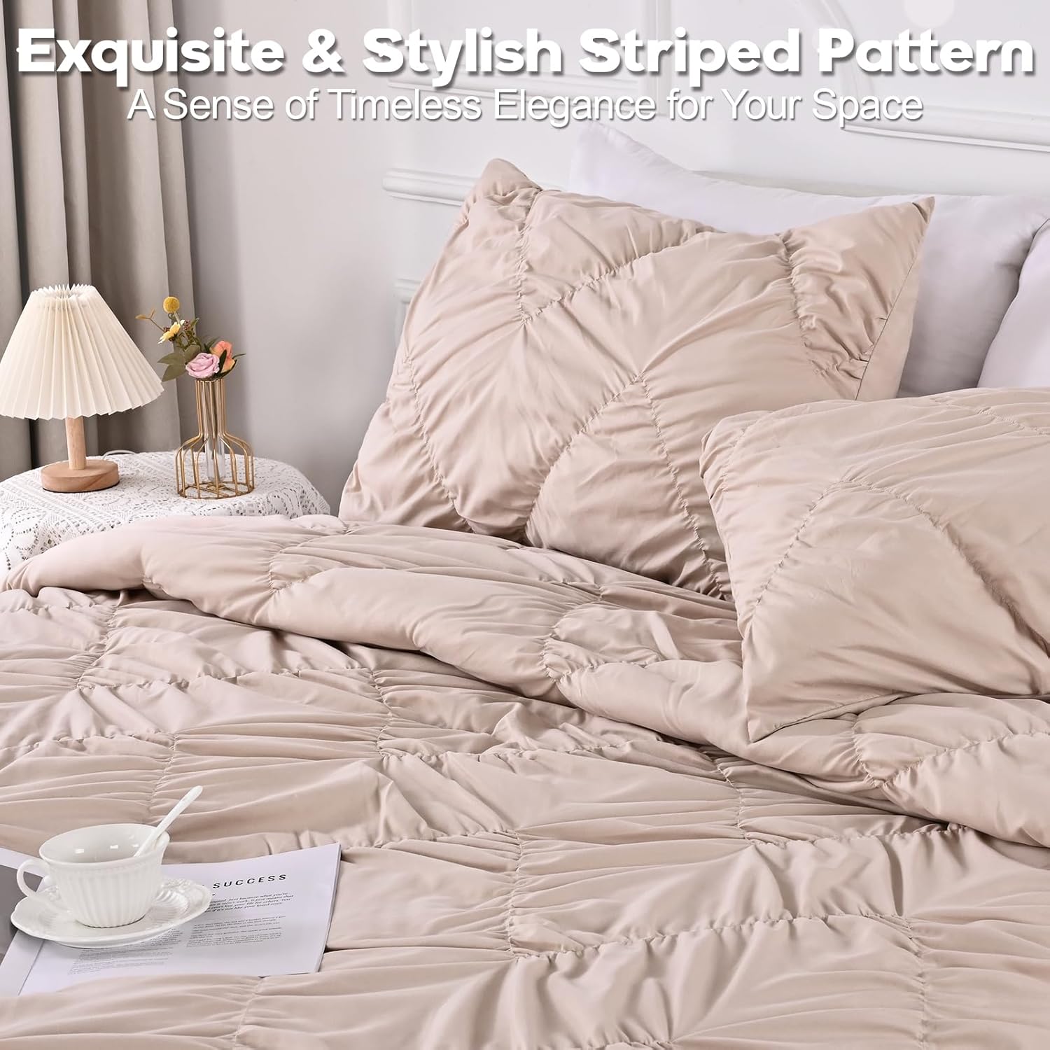 Uspring Khaki Queen Quilt Set 3 Piece