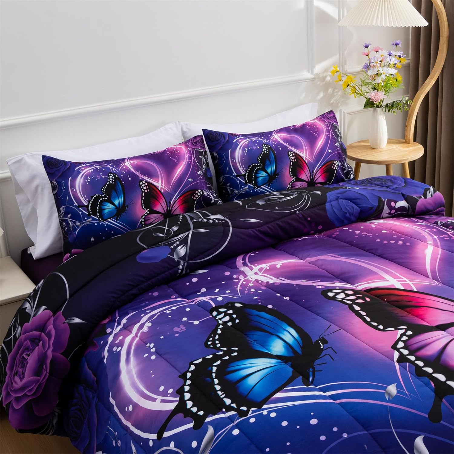 A Nice Night Galaxy 6pc Bed in a Bag Butterfly Bedding Set