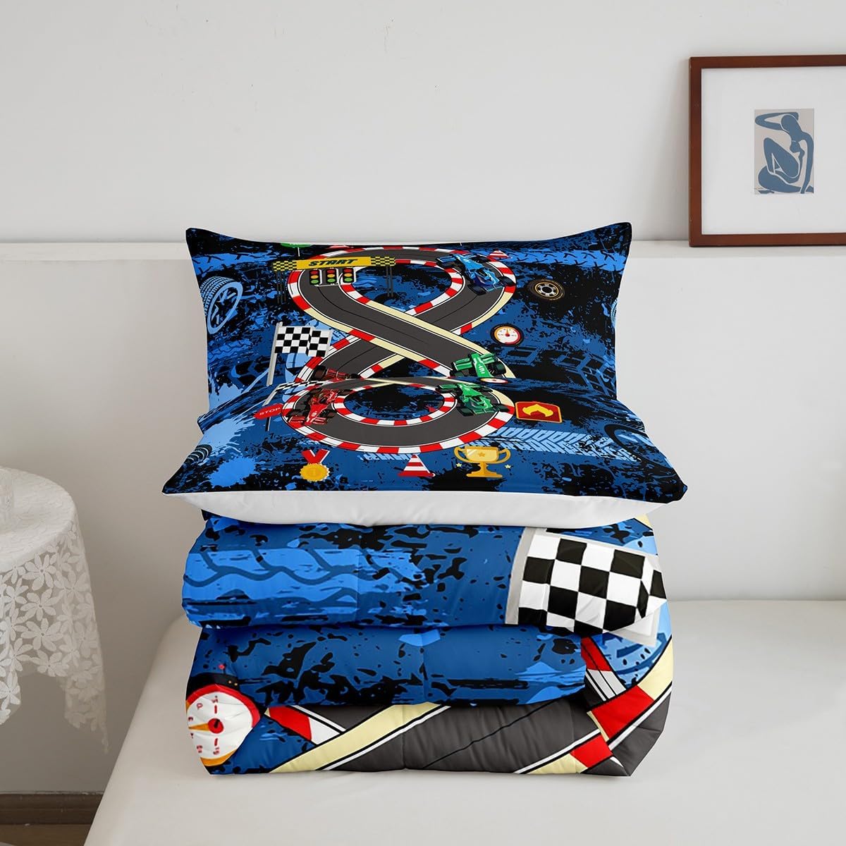 Racing Track Cars Bed Set for Boys and Men