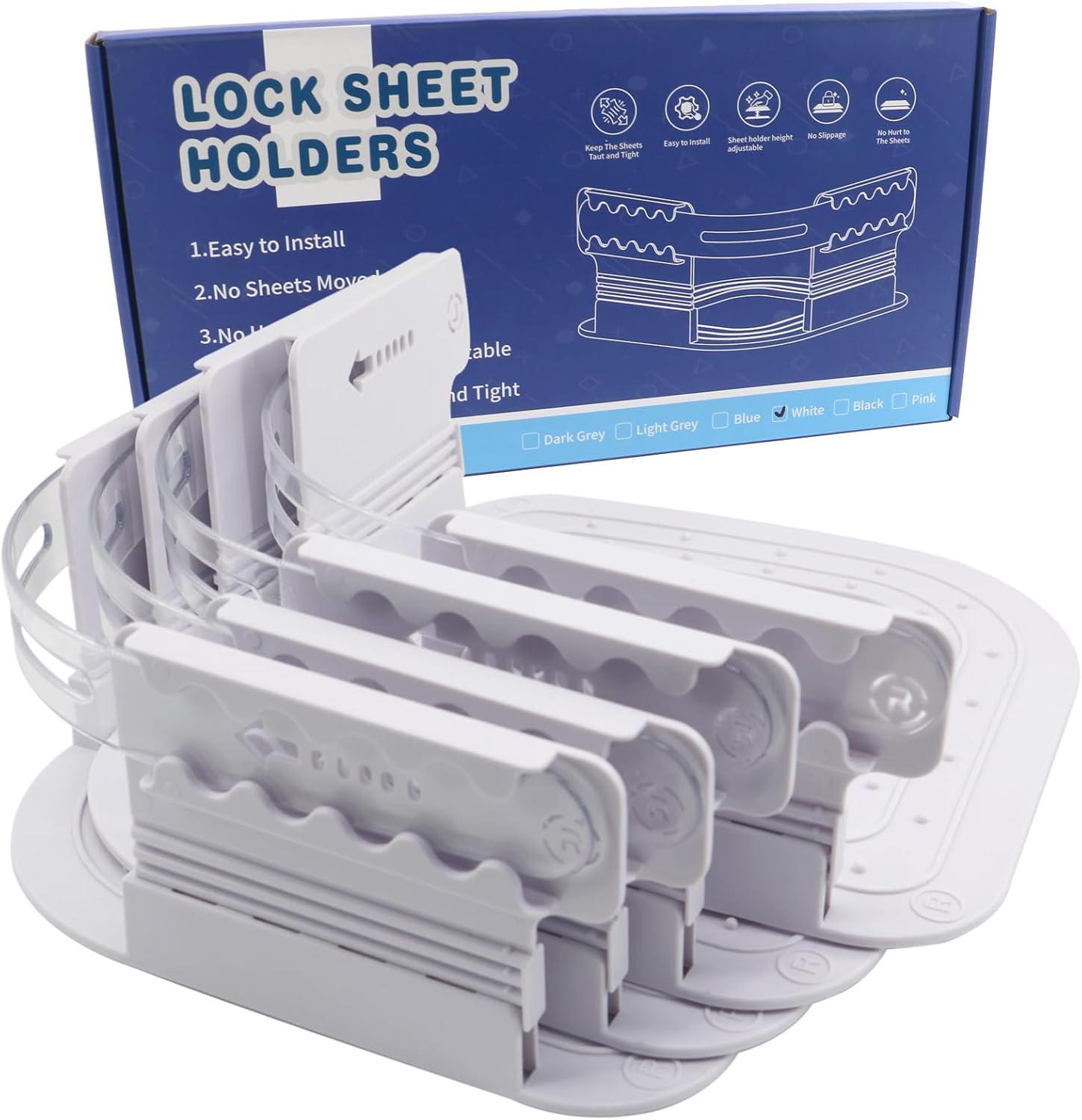 Adjustable Bed Sheet Holder with Lock Strap for Firm Fit