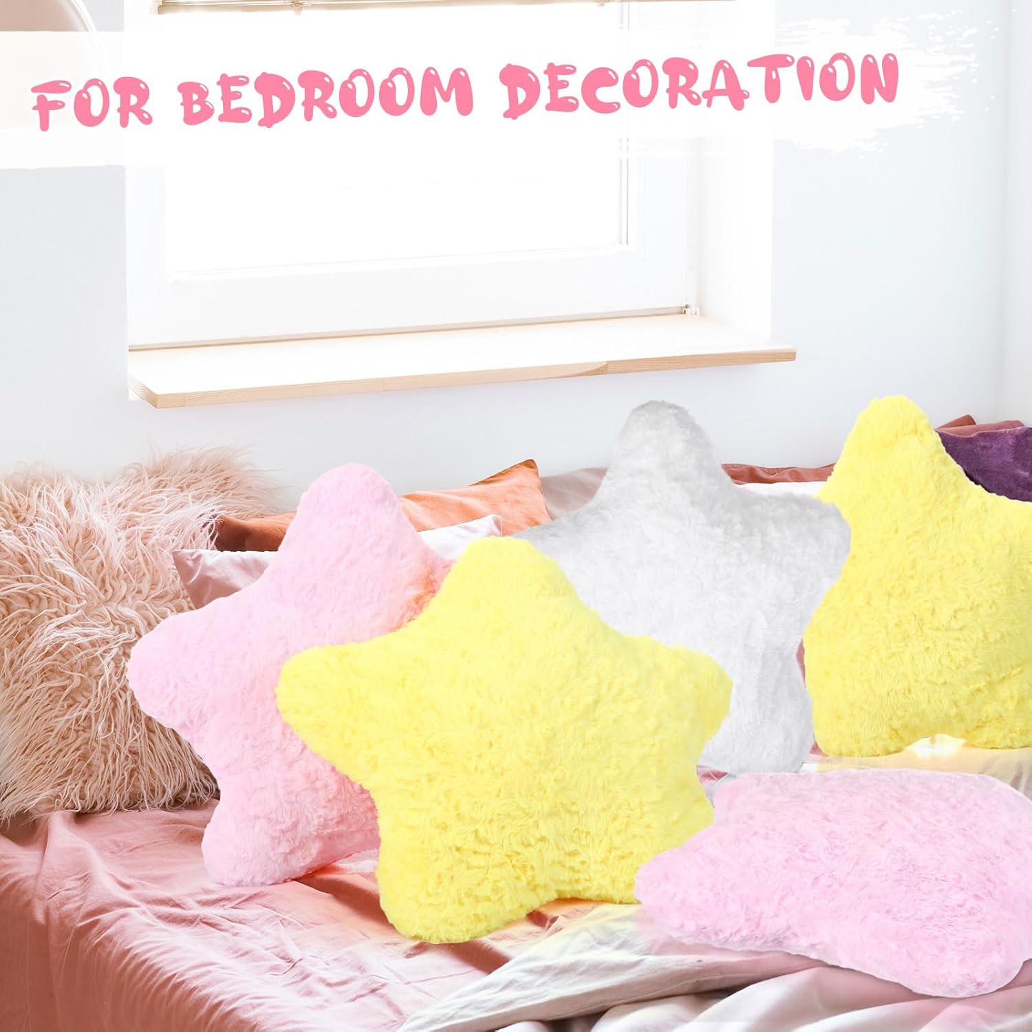 Yousoontic 6 Pcs Shaped Star Throw Pillows for Kids