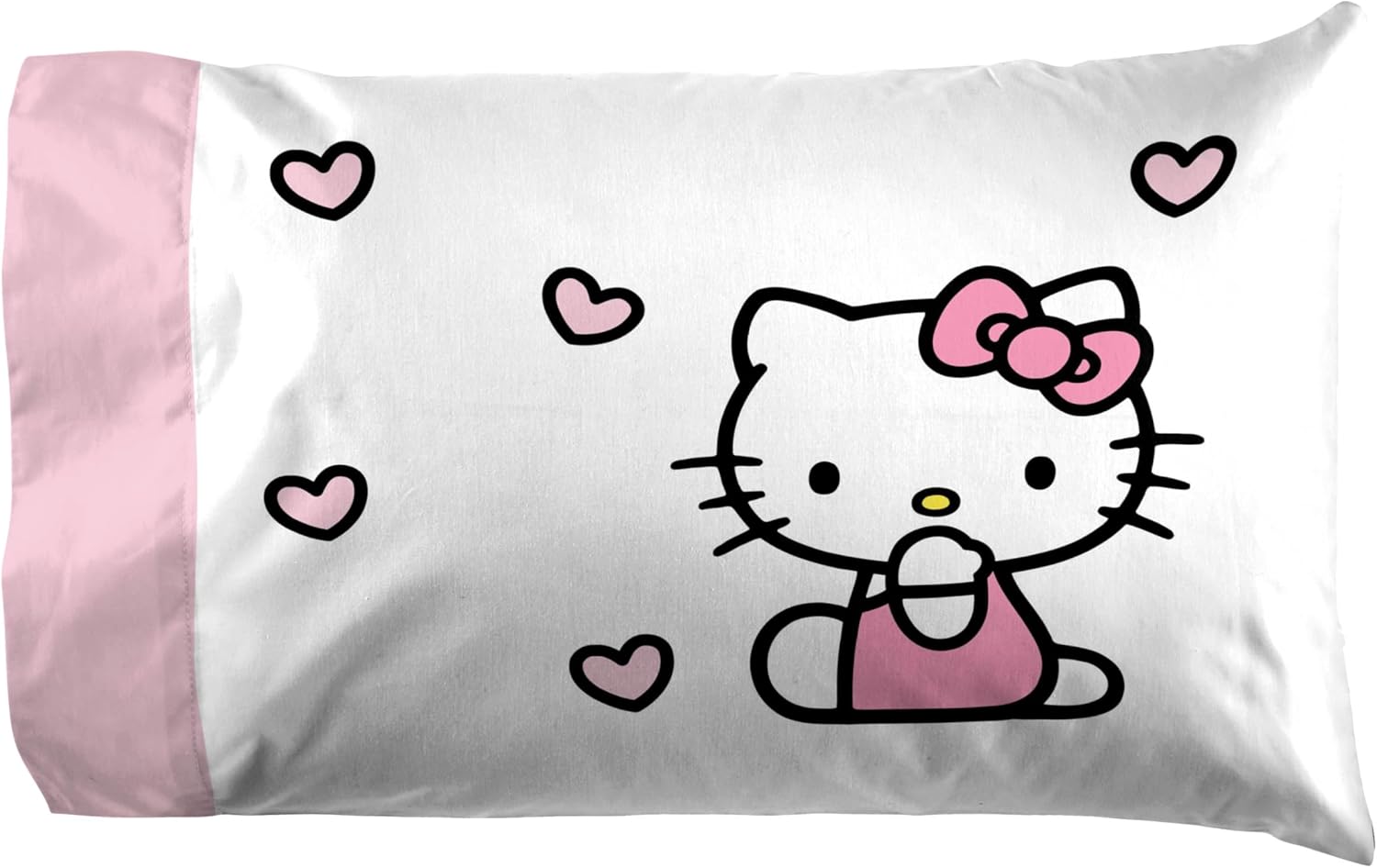 Jay Franco Hello Kitty Pink Stripes Hearts Twin Sheet Set