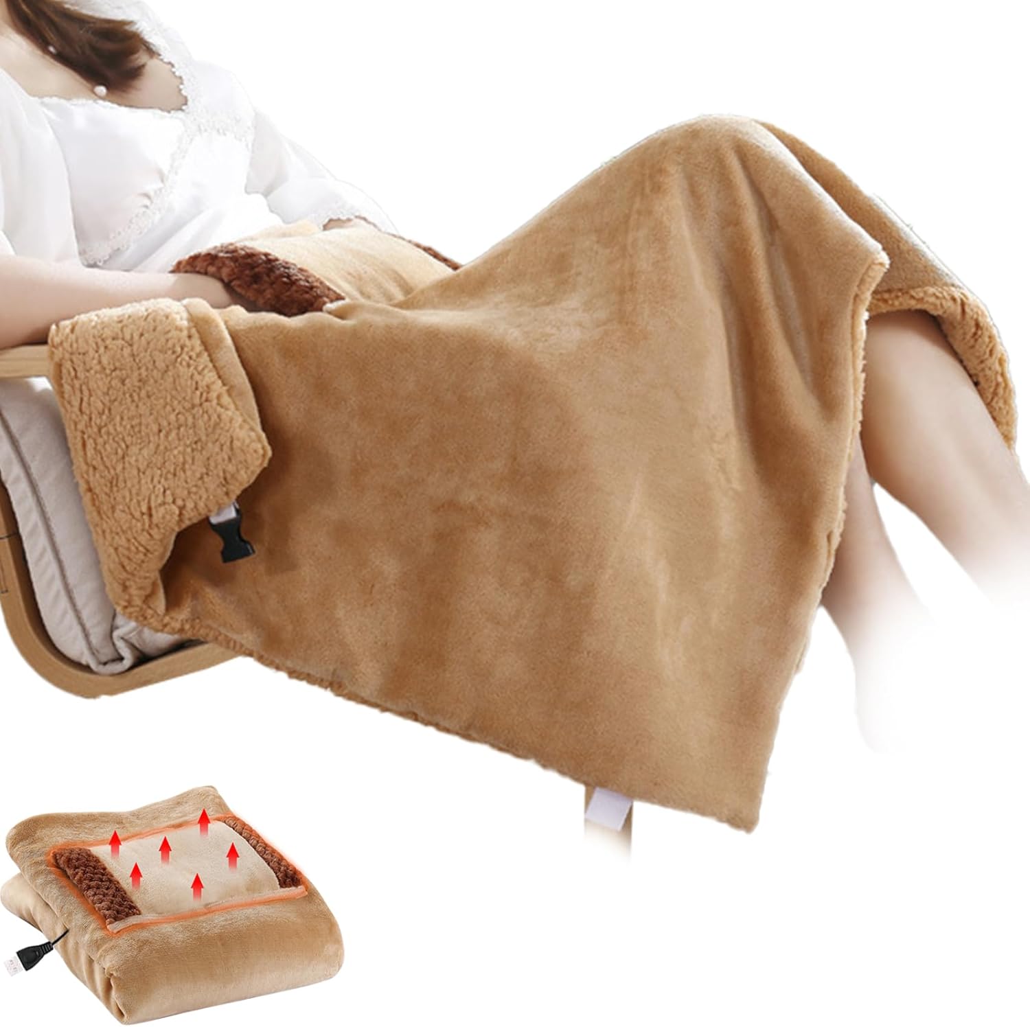 USB Heated Blanket 24x31 Inch Warm Throw for Sofa Chair Travel