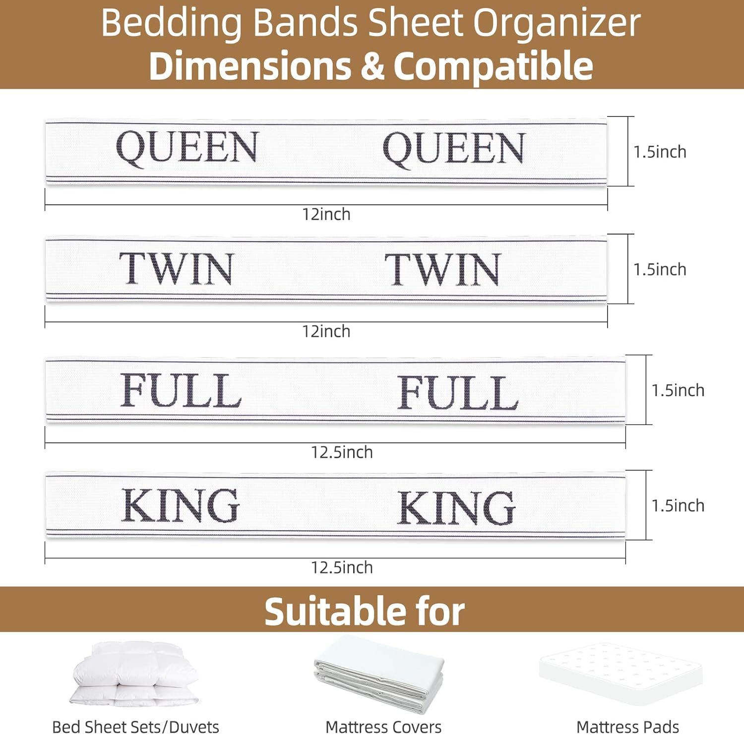 Monalife Elastic Sheet Bands - 4 Pack for Sheet Organization