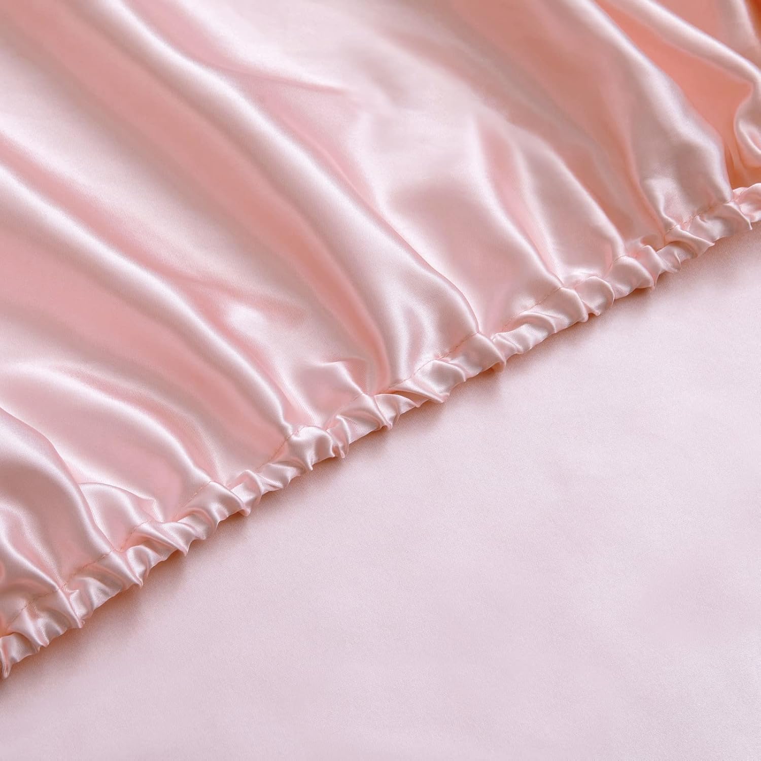 P Pothuiny Satin Fitted Sheet Twin XL Blush Pink