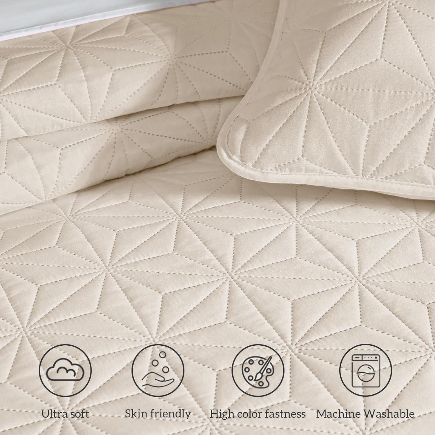 Whale Flotilla Twin Quilt Bedding Set with Geometric Star Pattern