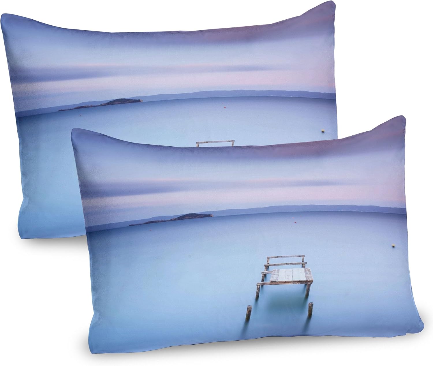 Ambesonne Landscape Pillow Sham Set of 2 Pale Blue Lilac 1