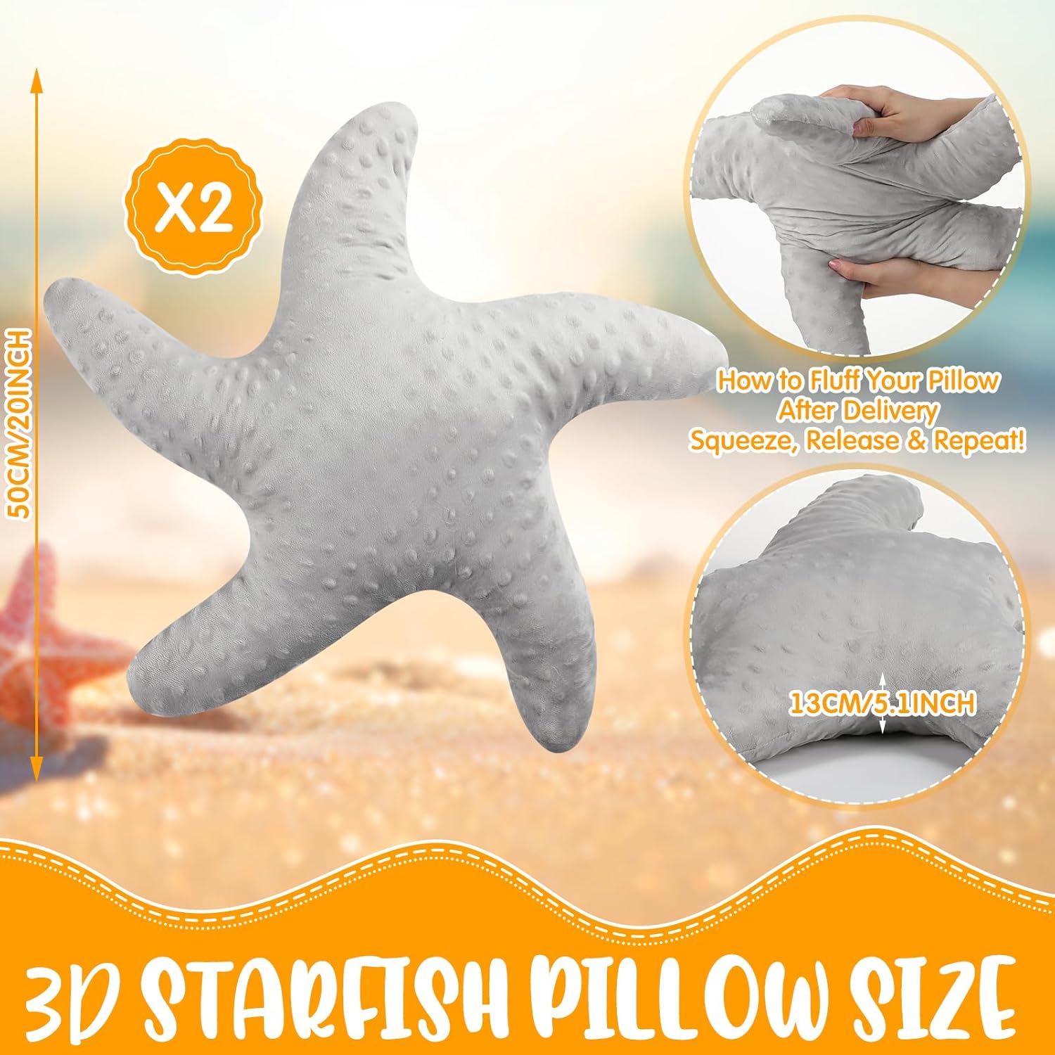 Fumete Starfish Throw Pillows 20 Gray 2 Pcs Coastal Decor