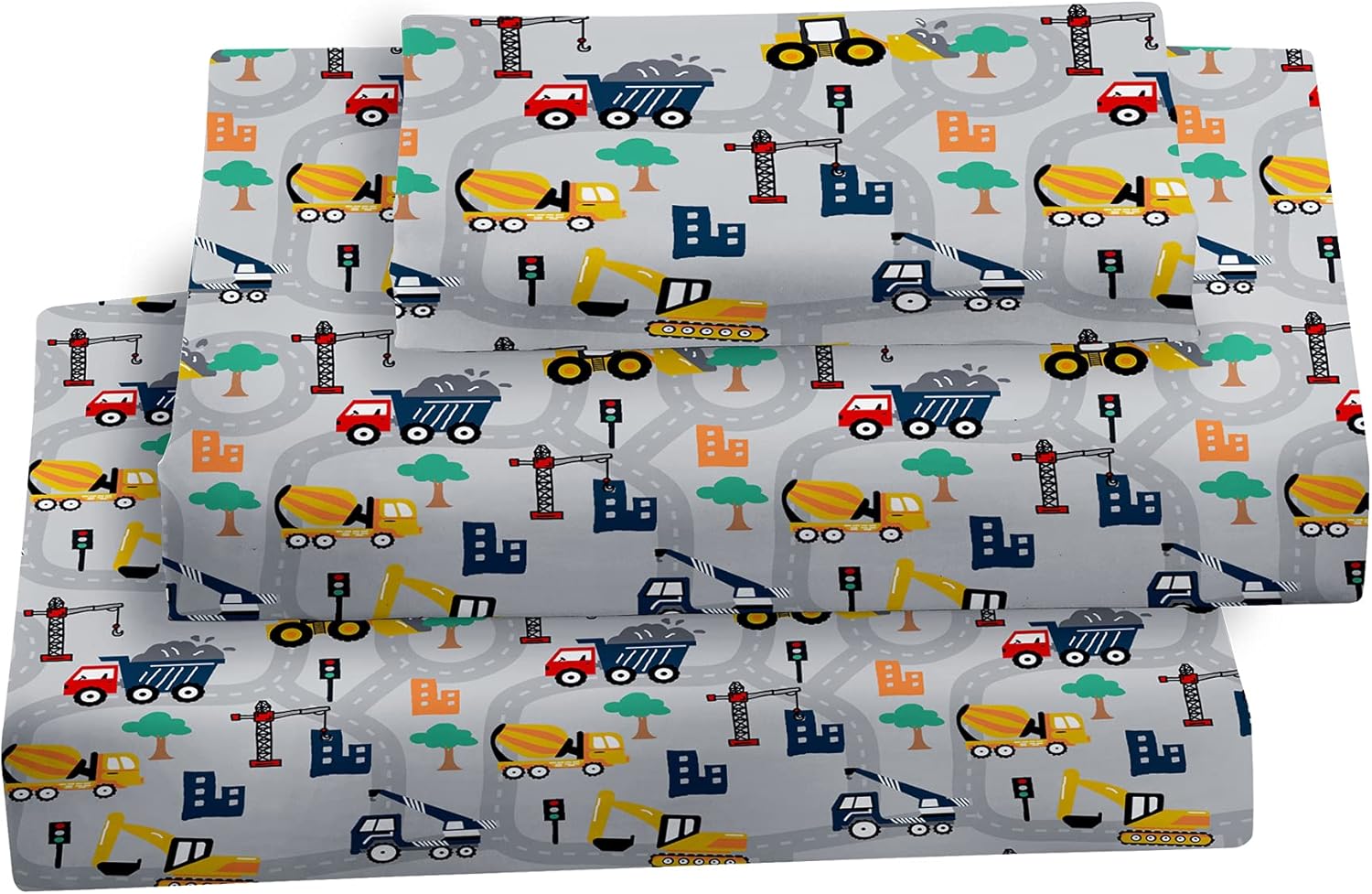 Softan Kids Excavator Bed Sheet Set 4PCS Full Size