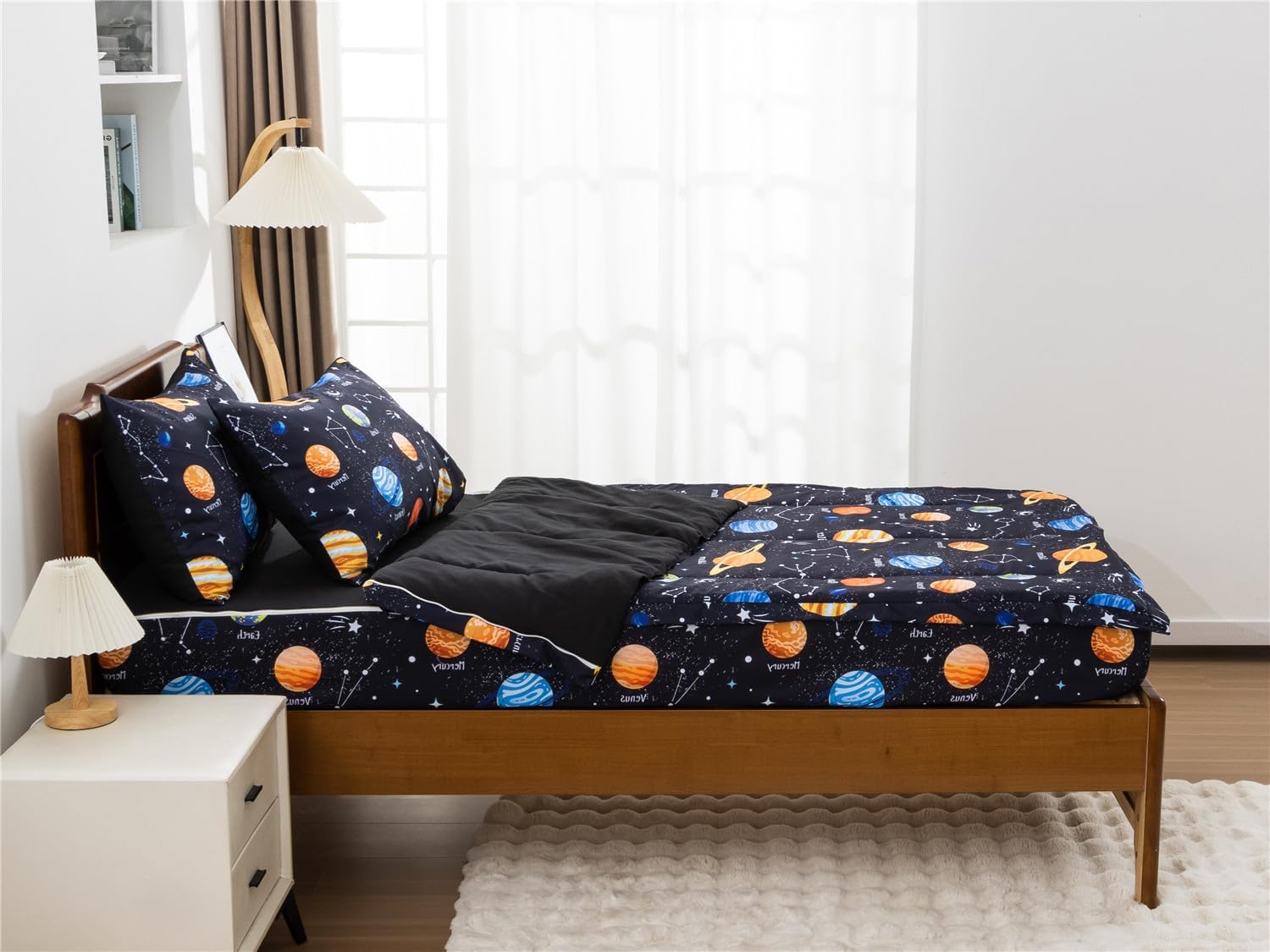 NTBED Galaxy Printed Zipper Comforter Set Twin Navy Blue 1
