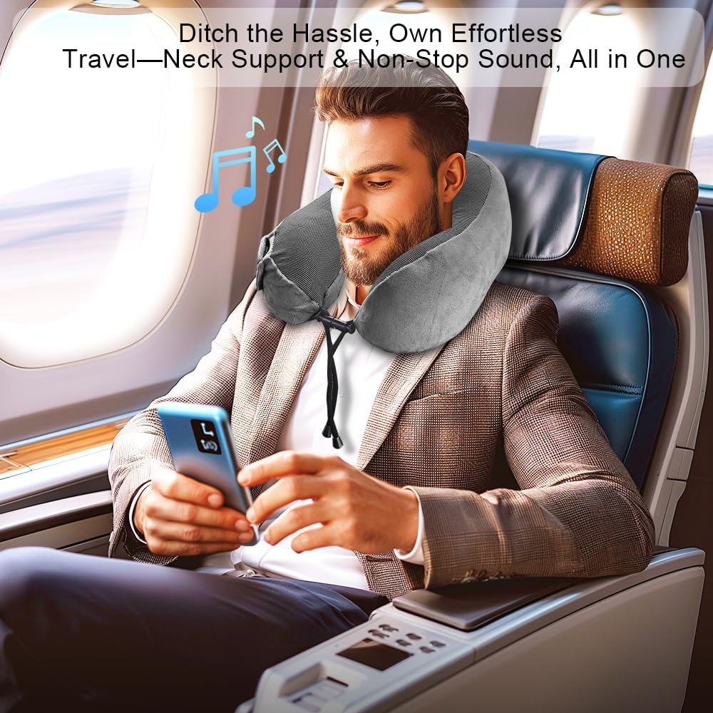 Ateupom Travel Pillow with Bluetooth Headphones