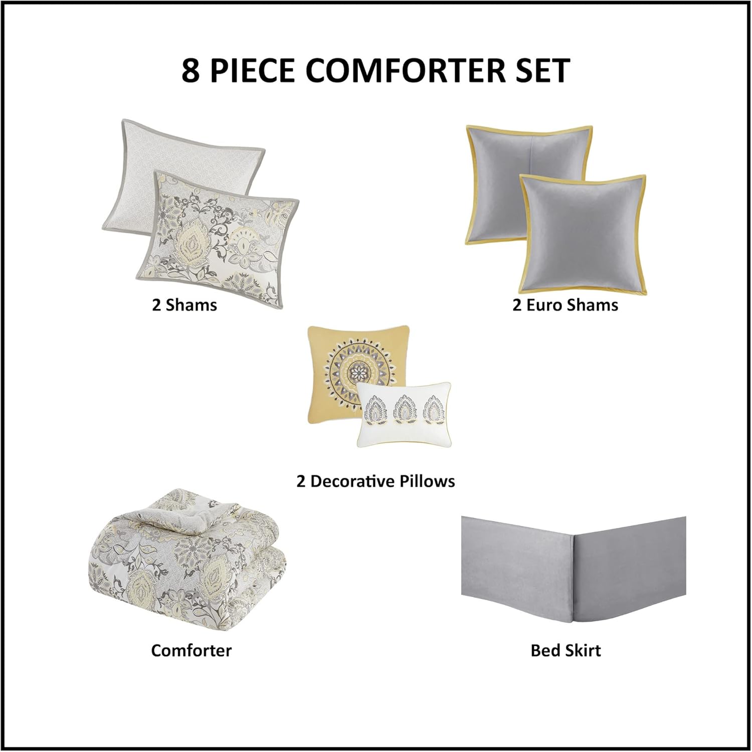 Madison Park Reversible Cotton Comforter Set 8 Piece Queen