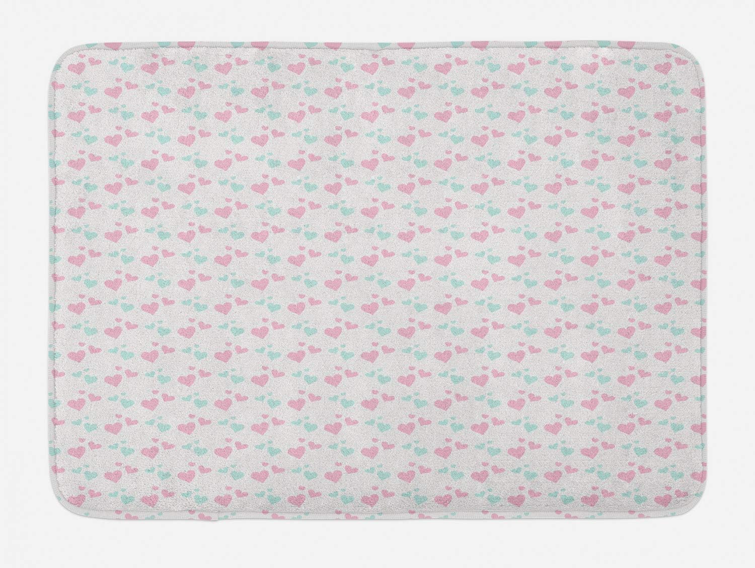 Ambesonne Love Bath Mat Mint Green Pale Pink