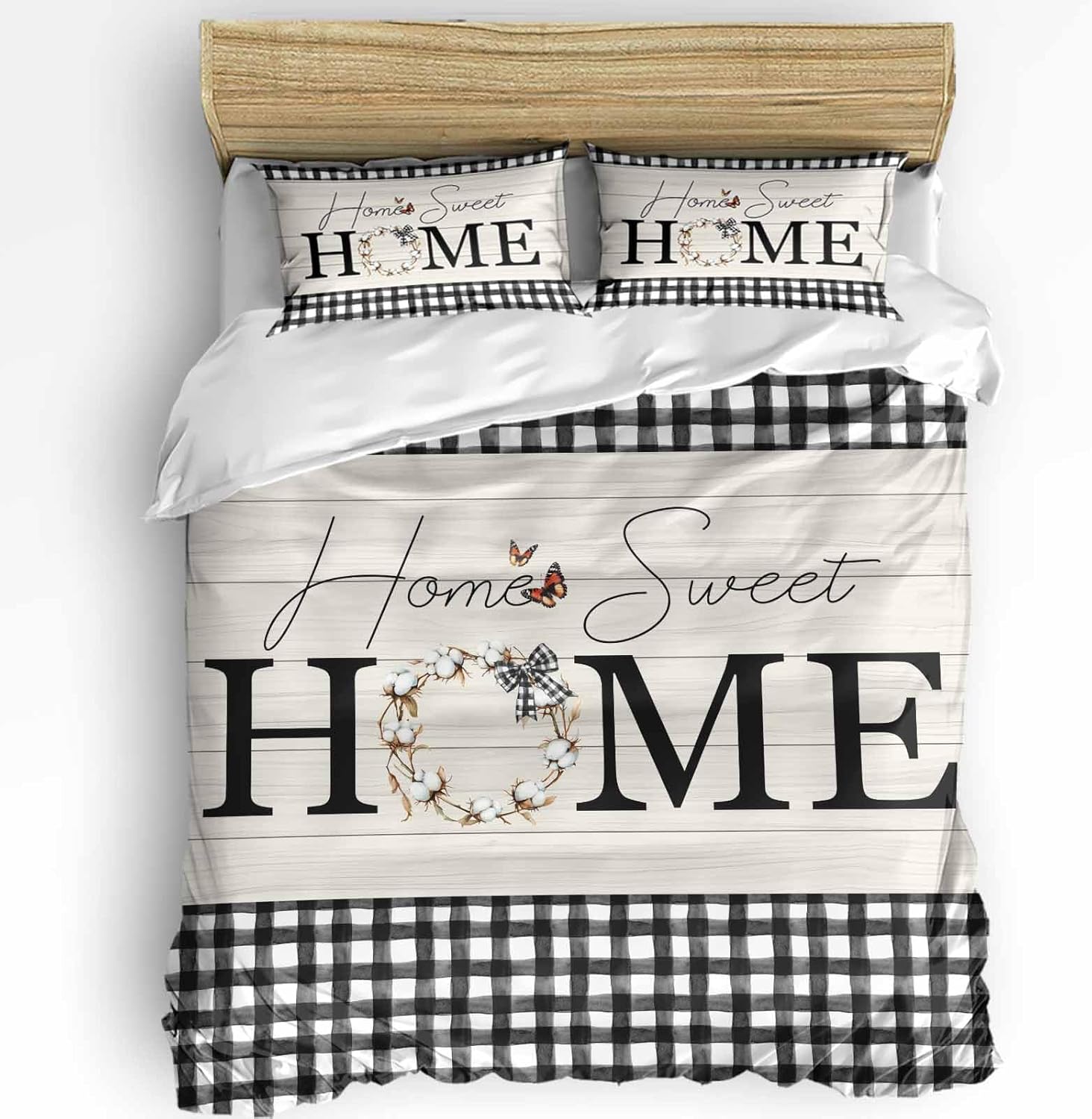 Boanket 3 Piece Farmhouse Bedding Set with Zipper Closure
