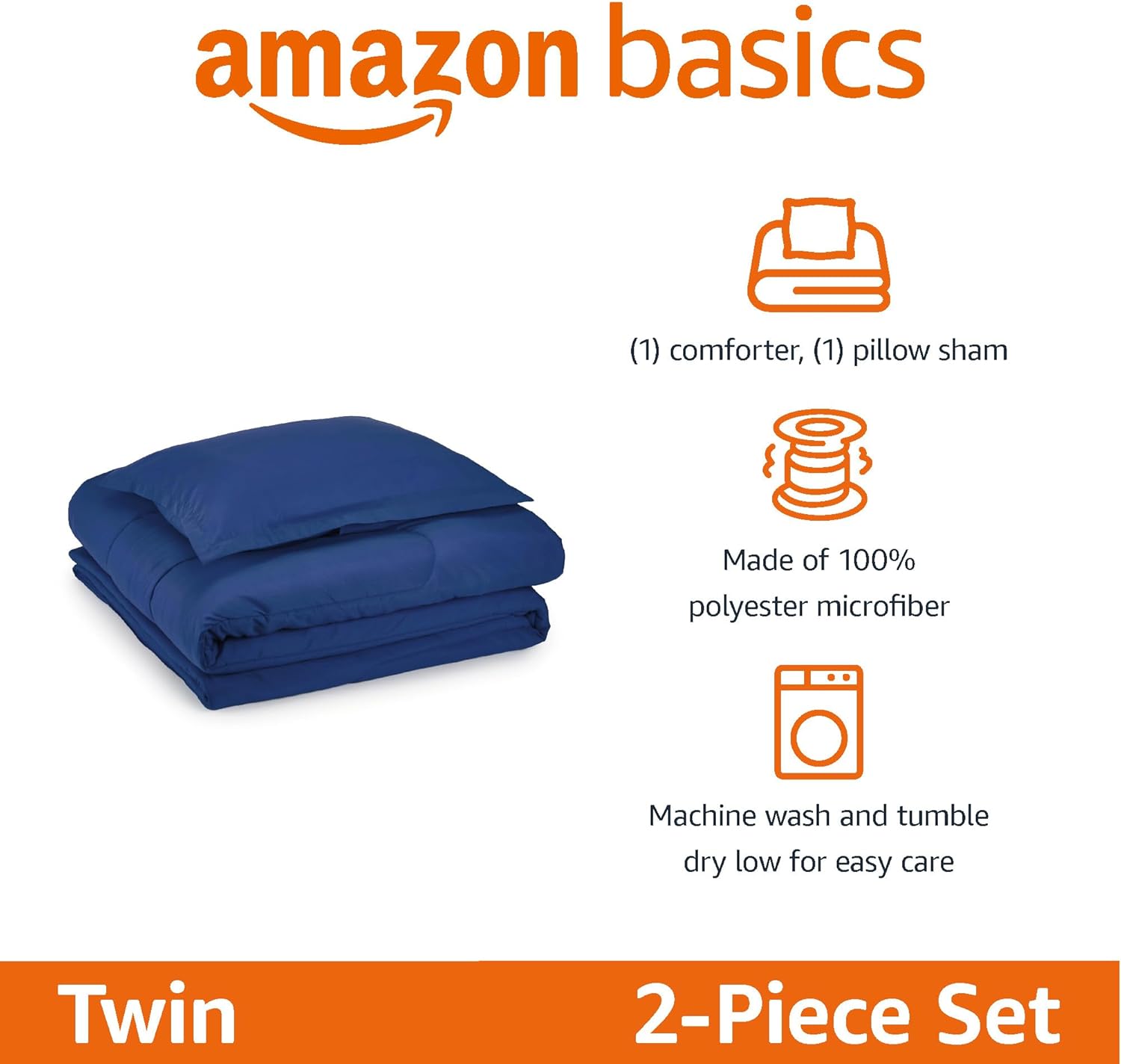 Amazon Basics 2 Piece Soft Microfiber Comforter and Pillow Sham Set