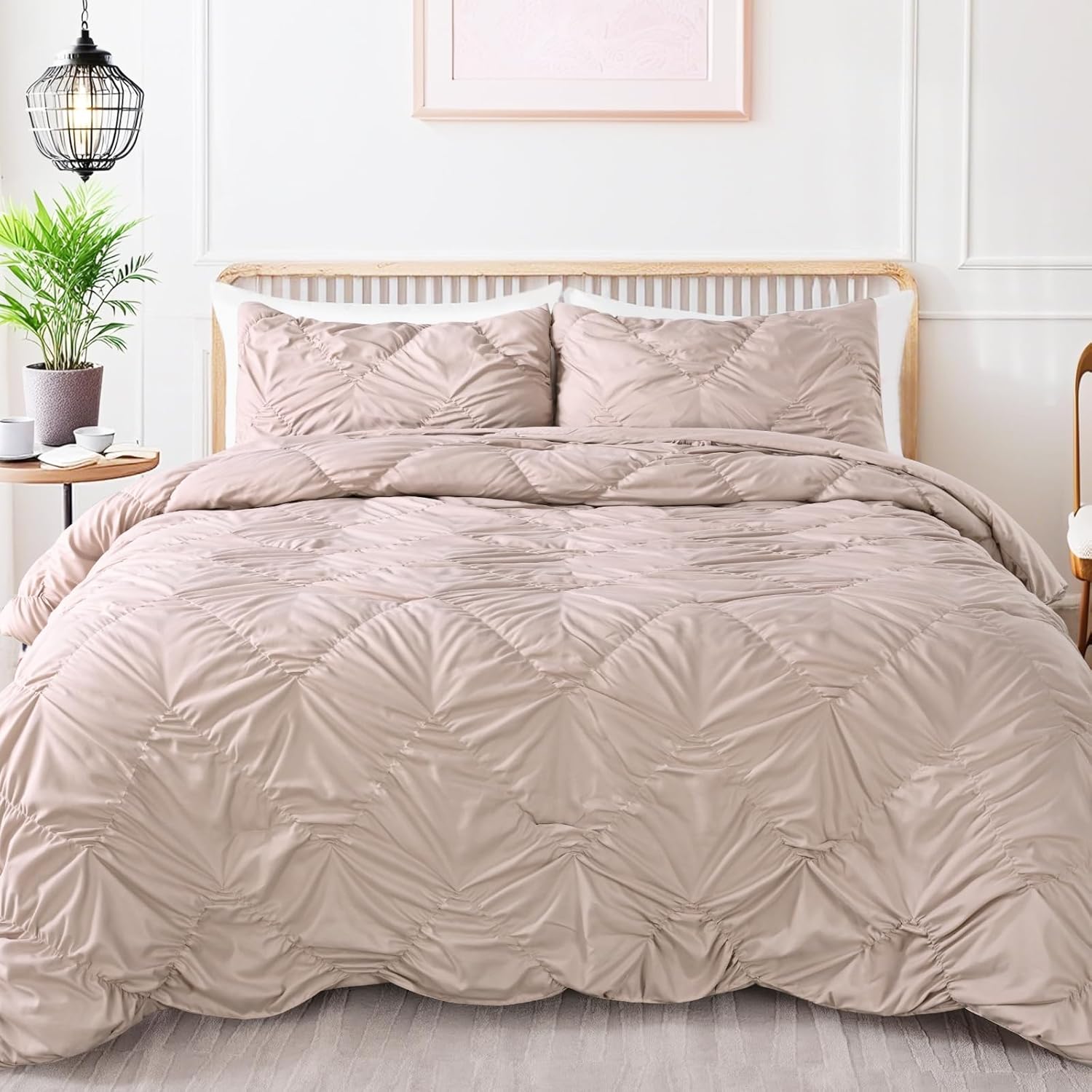 Uspring Khaki Queen Quilt Set 3 Piece