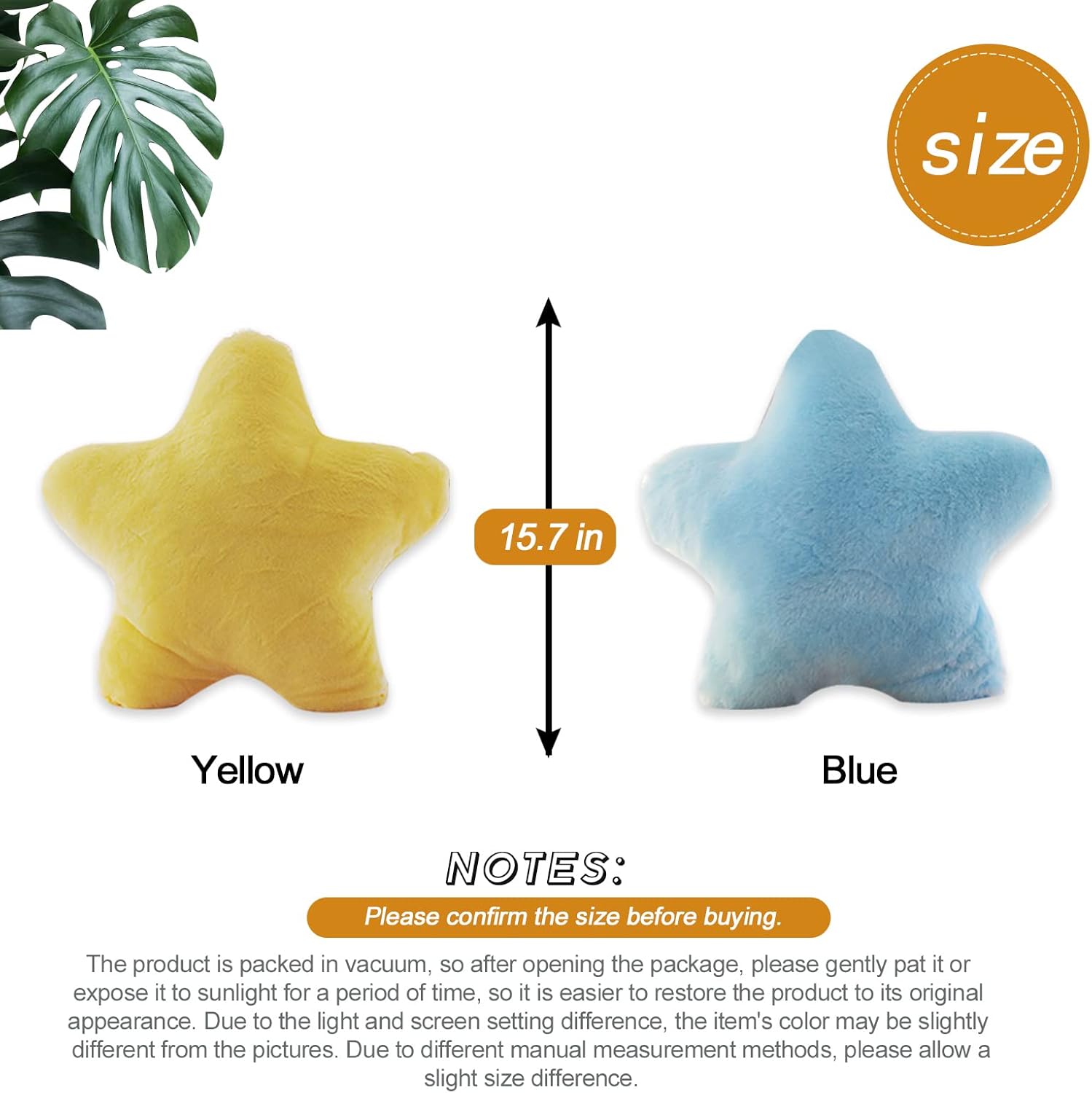 AUCOOMA Star Shaped Plush Throw Pillow - Soft Yellow 157 Inch