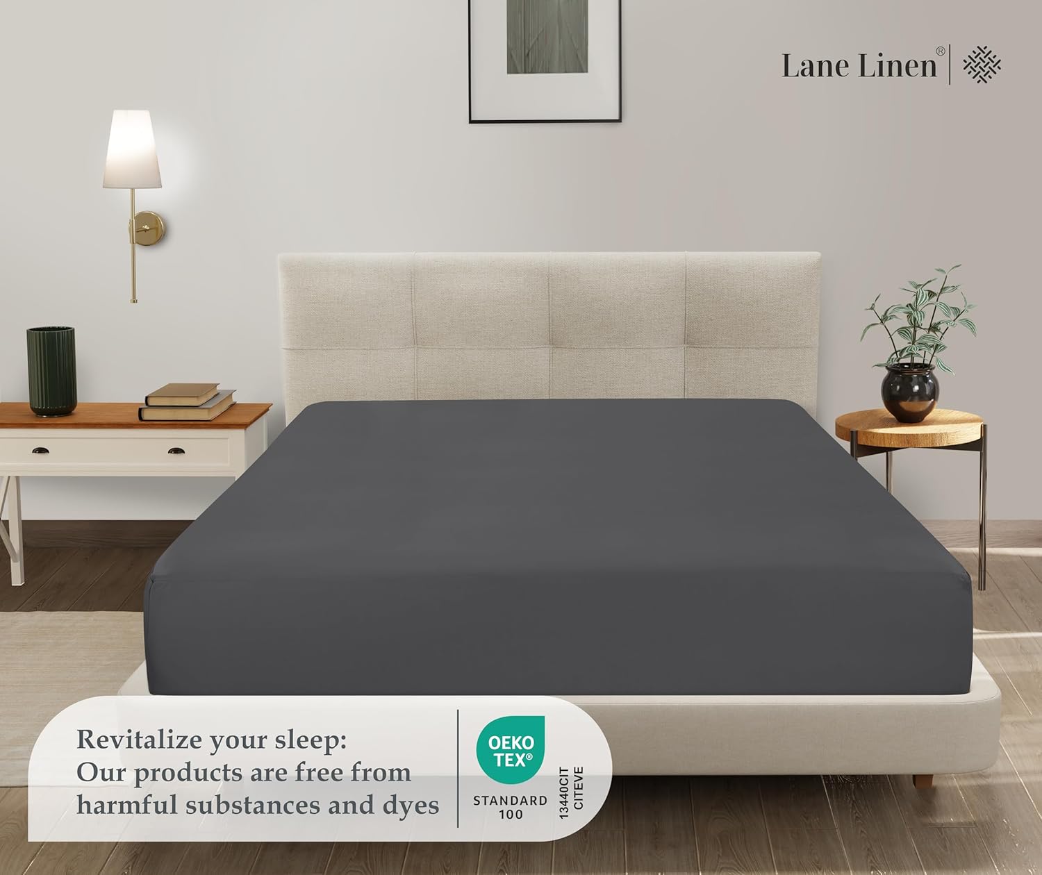Lane Linen Twin Fitted Sheet - 4 Way Stretch Deep Pocket